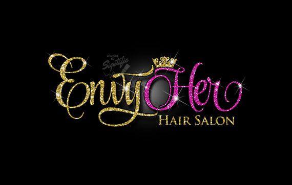 Glitter Logo - Glitter bling Hair Salon Logo, Custom Hair Salon Glitter Gold and ...