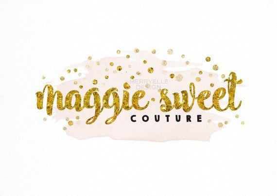 Glitter Logo - Premade Gold logo Glitter logo Watercolor by MerryElleDesign | Logo ...