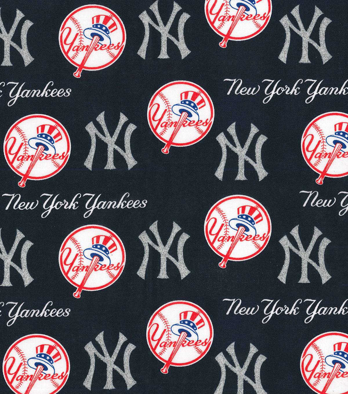 Glitter Logo - New York Yankees Cotton Fabric-Glitter Logos