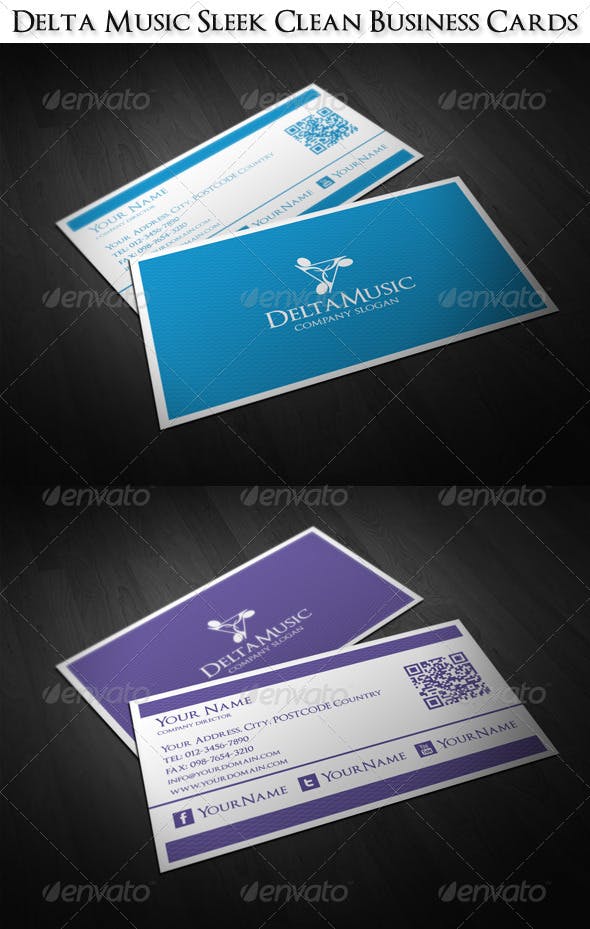 Sleek Corporate Logo - Delta Music Sleek Clean Business Cards by djjeep | GraphicRiver