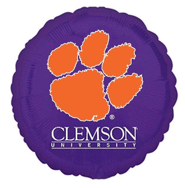 Clemson University Logo - NCAA College Clemson University Tiger Paw Logo 18-inch Round Purple ...