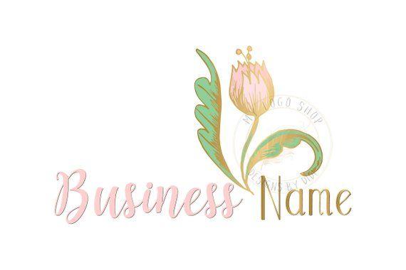 Small Flower Logo - Tulip Custom Logo Design Pink flower Logo Premade Logo | Etsy