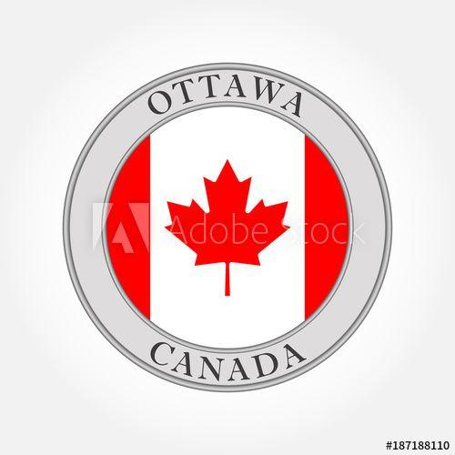 Red Maple Leaf Red Circle Logo - Canadian flag round badge. Canada and Ottawa circle icon, symbol or ...