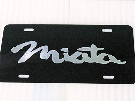 Miata Logo - Amazon.com: Diamond Etched Mazda Miata Logo Car Tag on Black ...