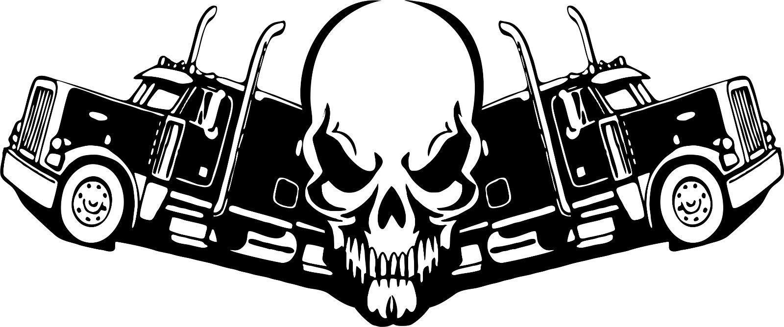 18-Wheeler Logo - Skull Trucker 18 Wheeler Truck Driver Road Car Boat Window Vinyl ...