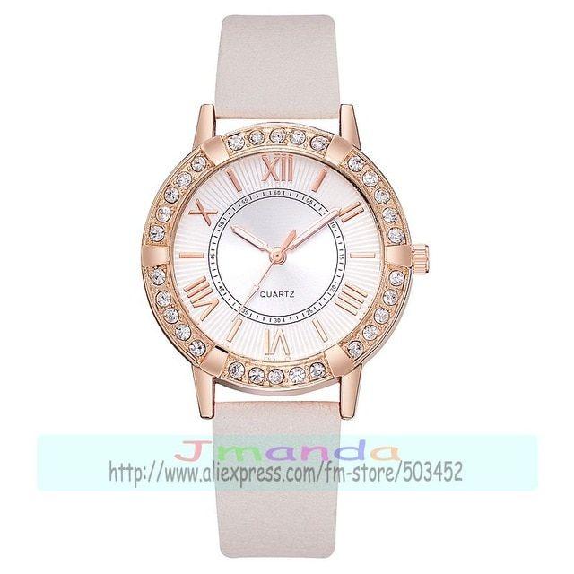 Circle Lady Logo - 100pcs/lot elegance roman numer lady leather watch no logo bling ...