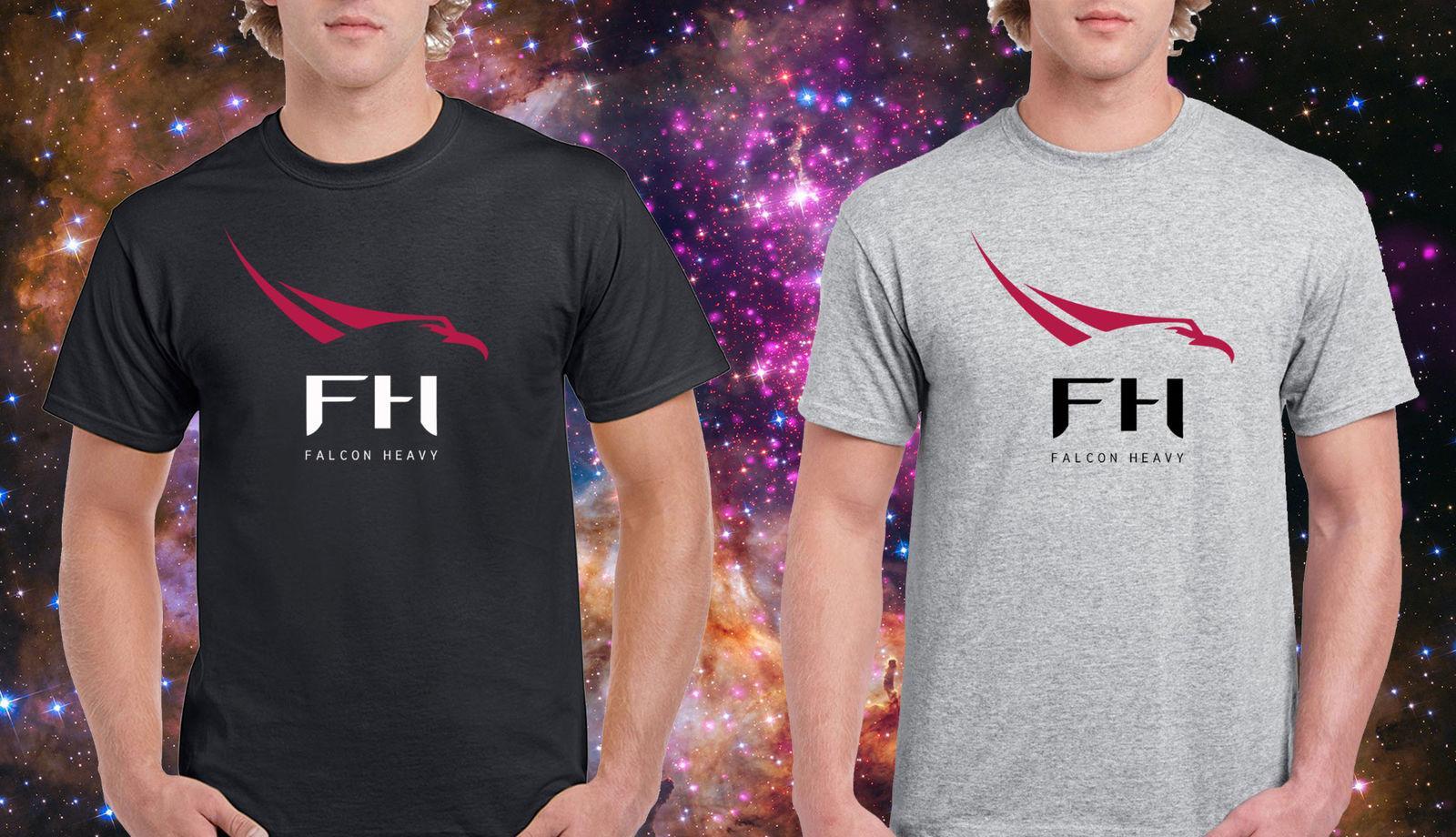 FH Falcon Heavy Logo - SpaceX Falcon Heavy Rocket Space X Black T Shirt Grey Tee Size S To ...