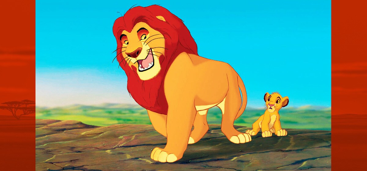 James Earl Jones (Mufasa), Jonathan Taylor Thomas (young Simba) in "The Lion King"