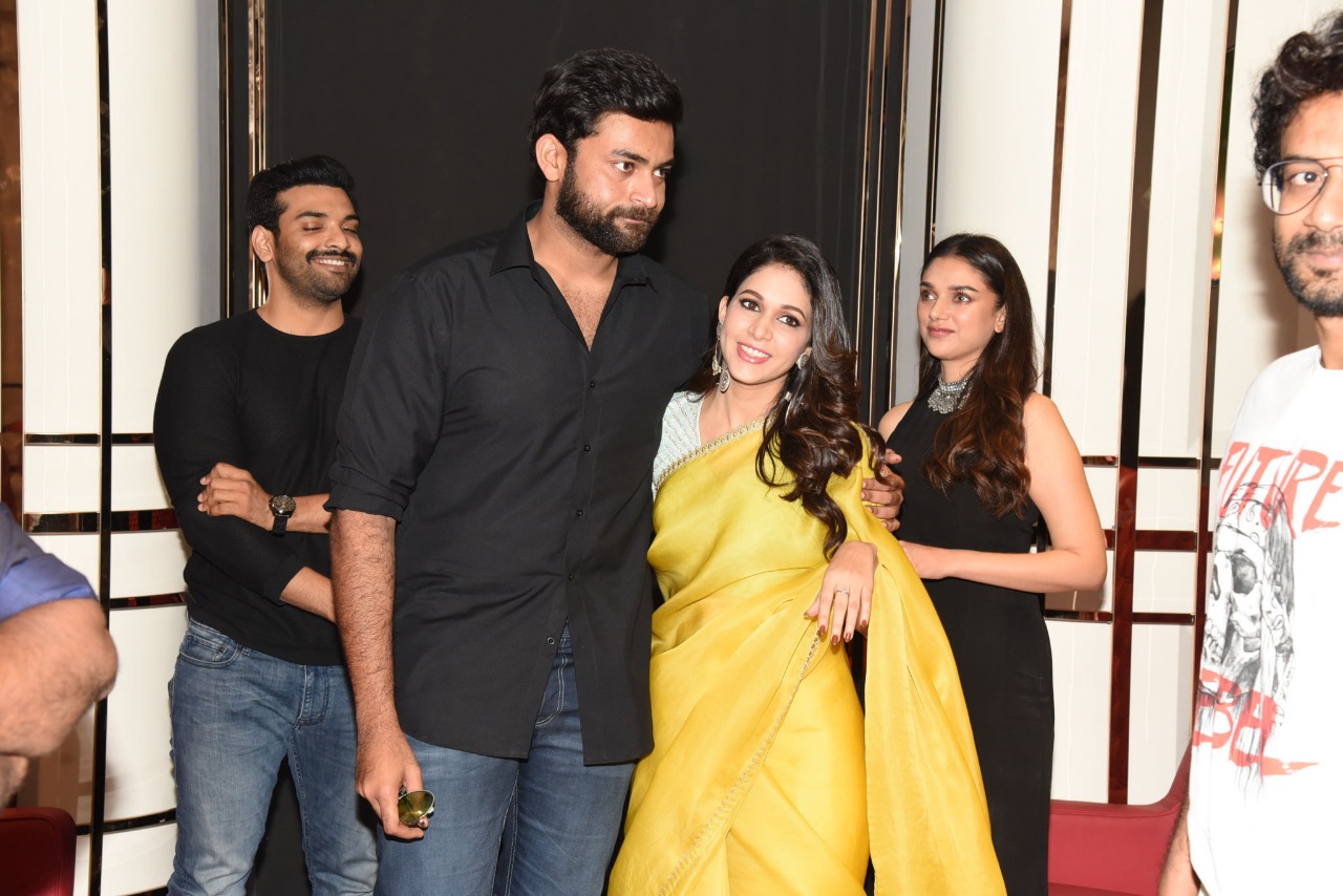 Aditi Rao Hydari, Lavanya Tripathi, Varun Tej, and Raja Chembolu at an event for Antariksham 9000 kmph (2018)