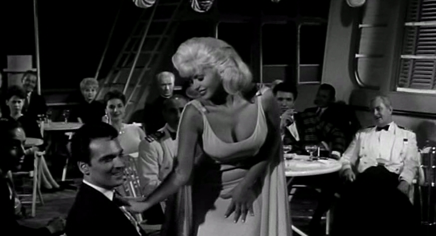 Fritz Feld, Victor Lundin, Jayne Mansfield, and Patrick O'Moore in Promises..... Promises! (1963)