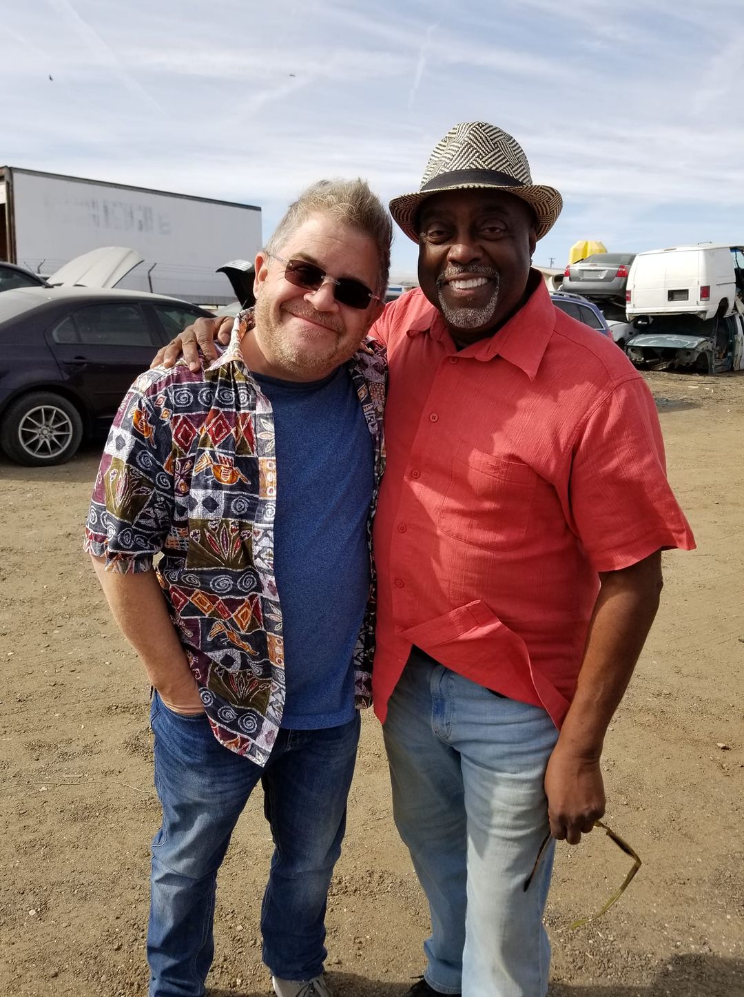 Patton Oswalt and Dale E. Turner on set of SHATTER BELT - SPECIMEN