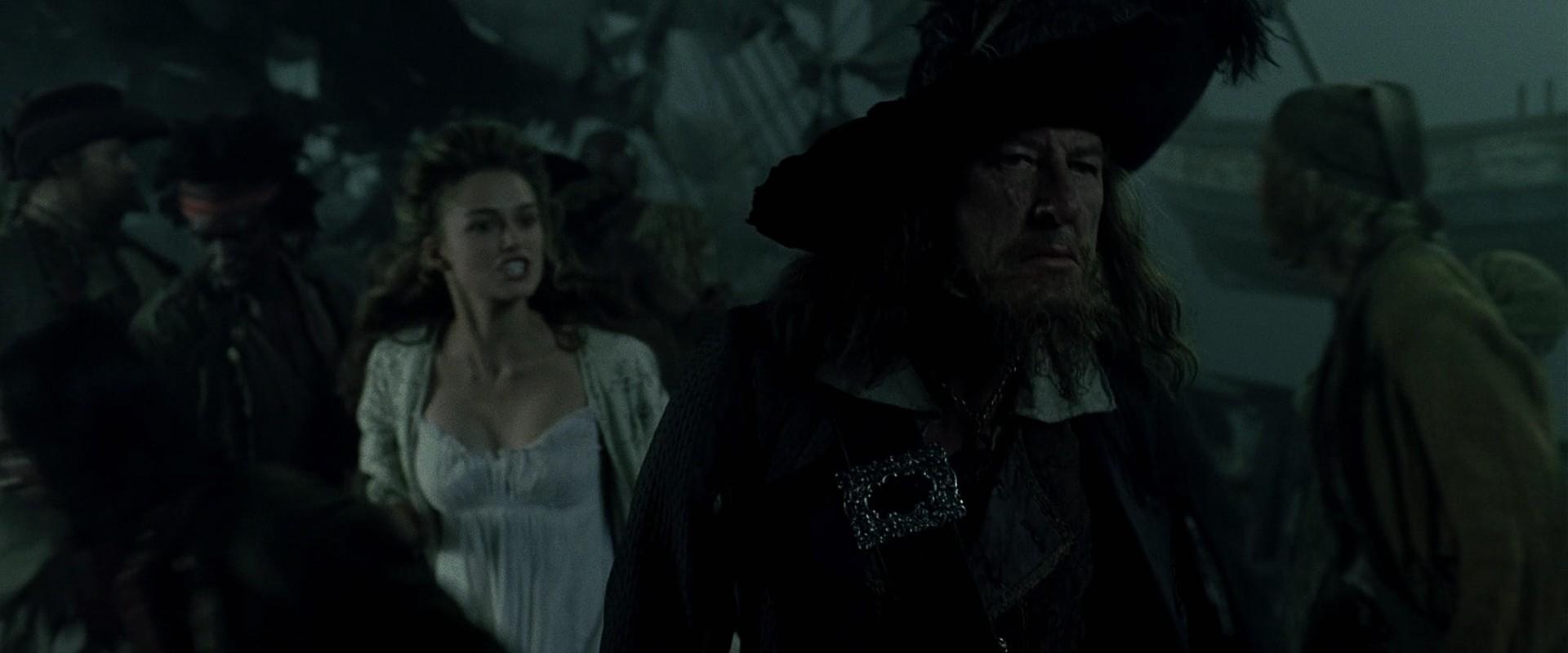 Geoffrey Rush, Keira Knightley, and Tommy Schooler in Pirates of the Caribbean: The Curse of the Black Pearl (2003)