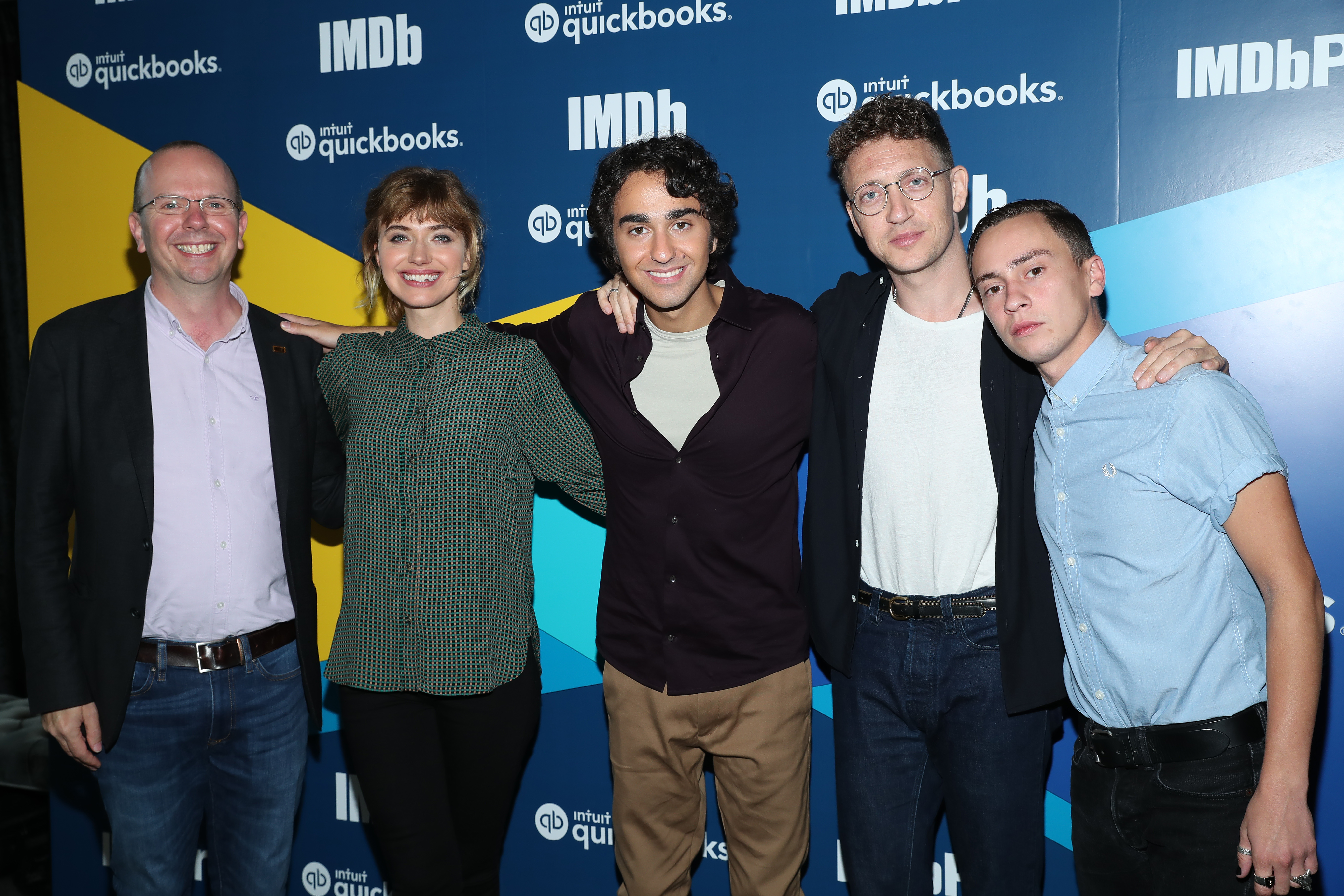 Col Needham, Keir Gilchrist, Joey Klein, Imogen Poots, and Alex Wolff at an event for Castle in the Ground (2019)