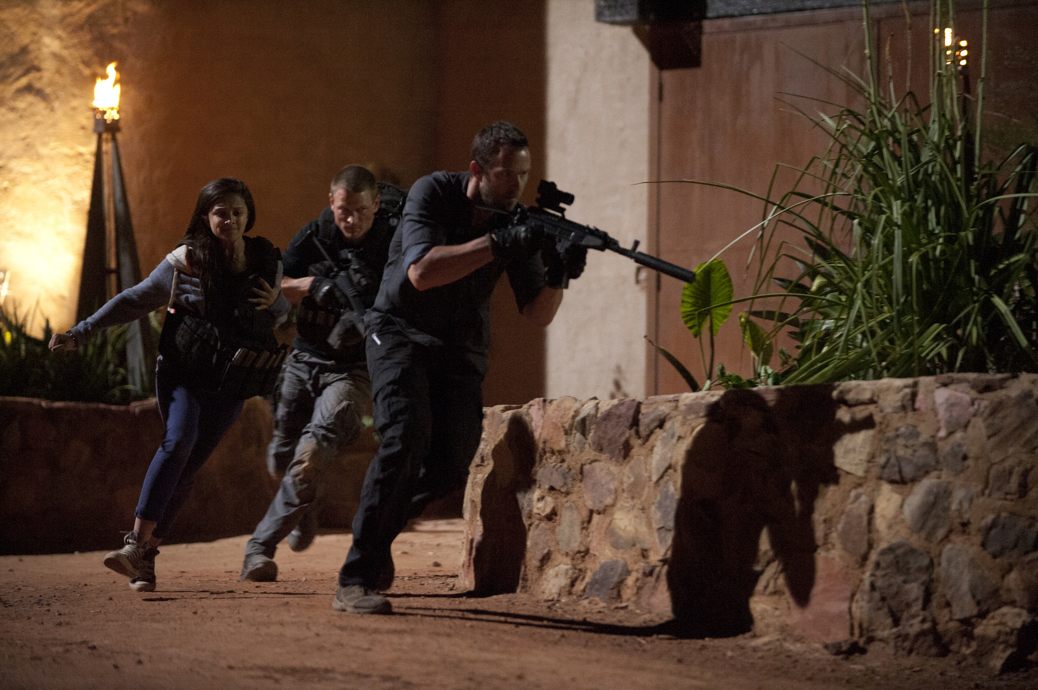 Sullivan Stapleton, Philip Winchester, and Amy-Leigh Hickman in Strike Back (2010)