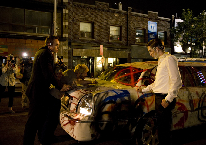 Mathieu Amalric, Kevin Durand, and Robert Pattinson in Cosmopolis (2012)