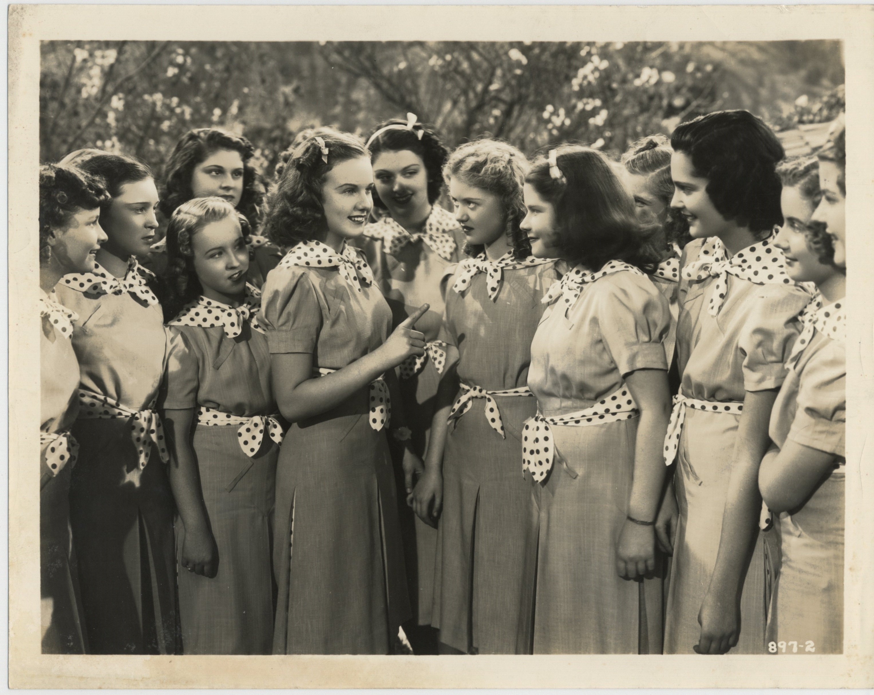 Deanna Durbin, Ann Bupp, Marcia Mae Jones, Mildred Kornman, Rosemary La Planche, Martha O'Driscoll, and Helen Parrish in Mad About Music (1938)