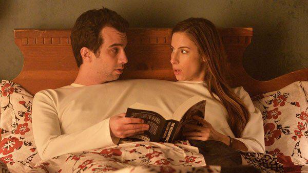 Claire Stollery and Jay Baruchel in FXX's Man Seeking Woman