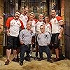 Gérard Vivès, André Bouchet, Élodie Gossuin, Anthony Laborde, Anne-Gaëlle Riccio, Bruno Guillon, Camille Lacourt, and Laurent Maistret in Fort Boyard (1990)