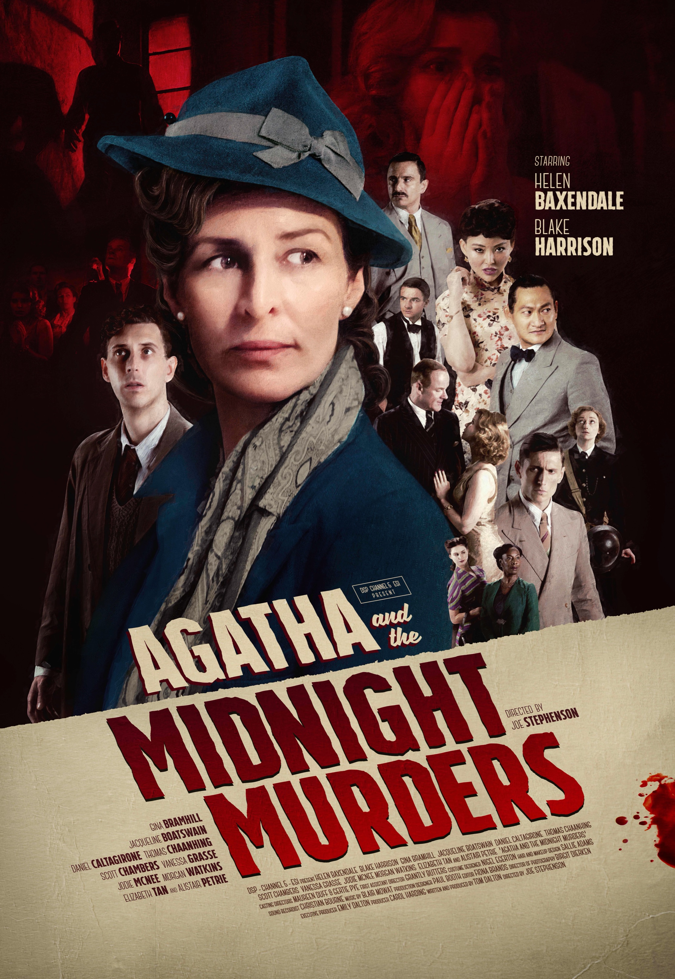 Helen Baxendale, Jacqueline Boatswain, Daniel Caltagirone, Alistair Petrie, Thomas Chaanhing, Elizabeth Tan, Morgan Watkins, Jodie McNee, Blake Harrison, Joe Stephenson, Gina Bramhill, Scott Chambers, and Vanessa Grasse in Agatha and the Midnight Murders (2020)