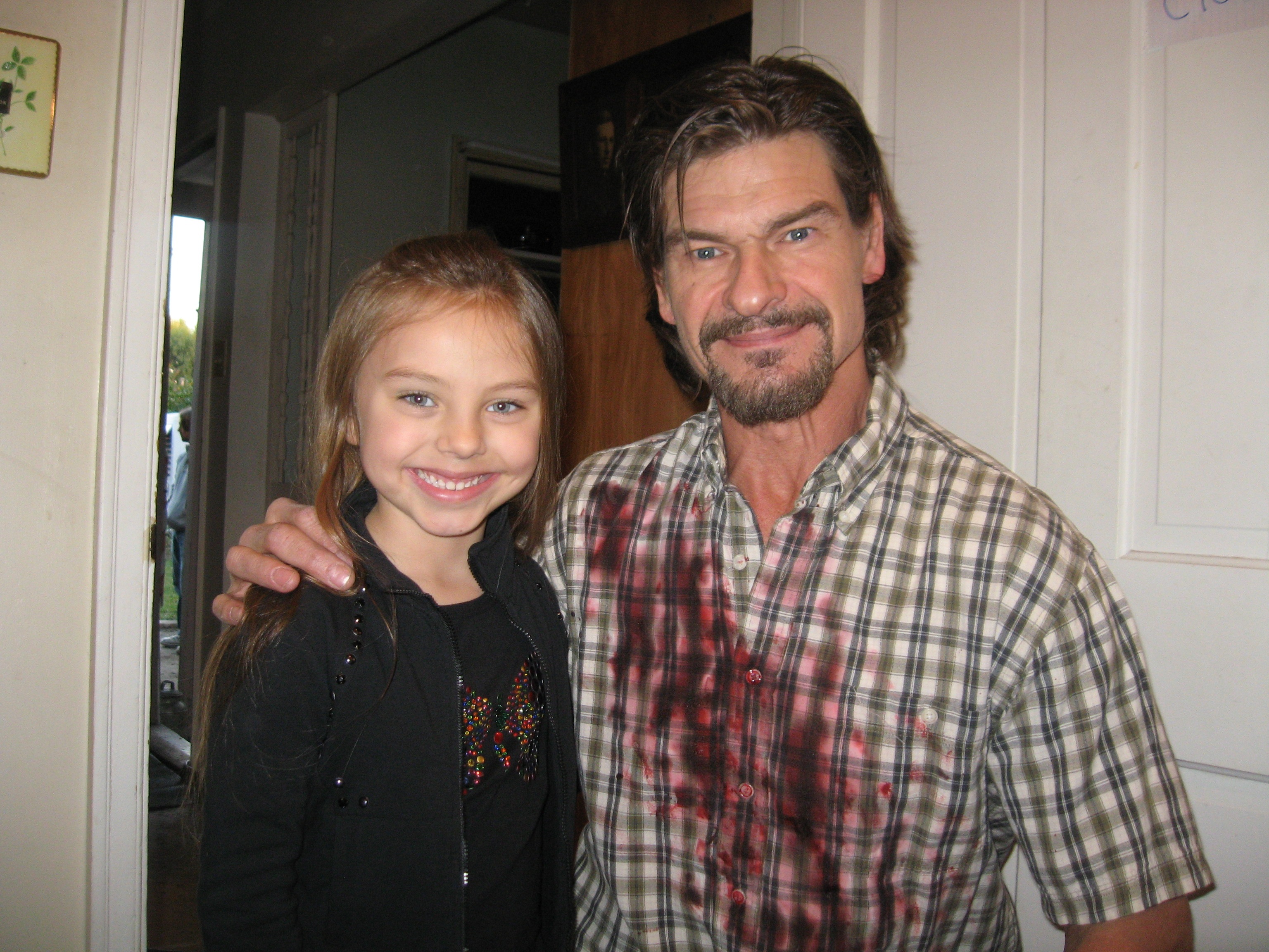 Caitlin Carmichael and Don Swayze on set of feature film "Lizzie" January 2010