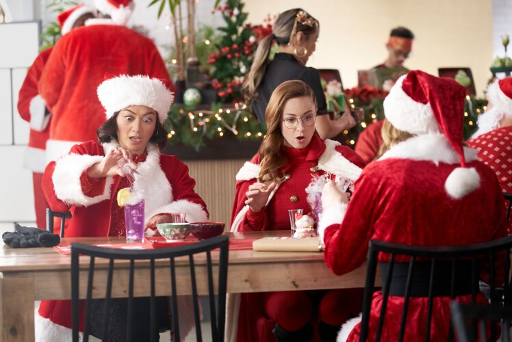 Hunter King, Stephanie Sy, and Amy Groening in The Santa Summit (2023)