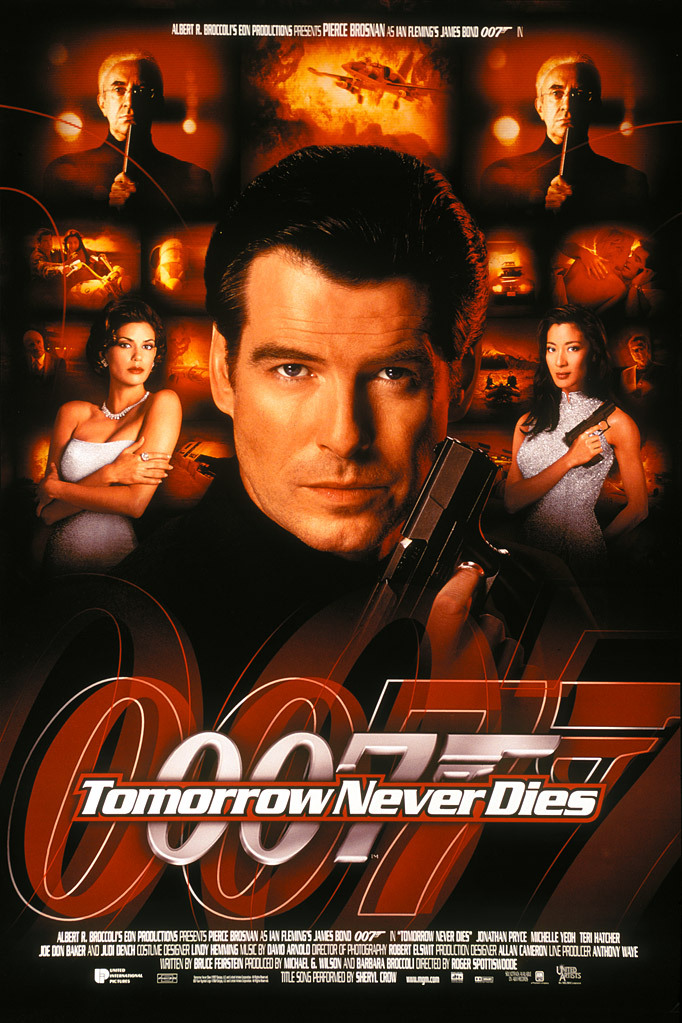 Pierce Brosnan, Teri Hatcher, Jonathan Pryce, Michelle Yeoh, Judi Dench, Desmond Llewelyn, and Cecilie Thomsen in Tomorrow Never Dies (1997)