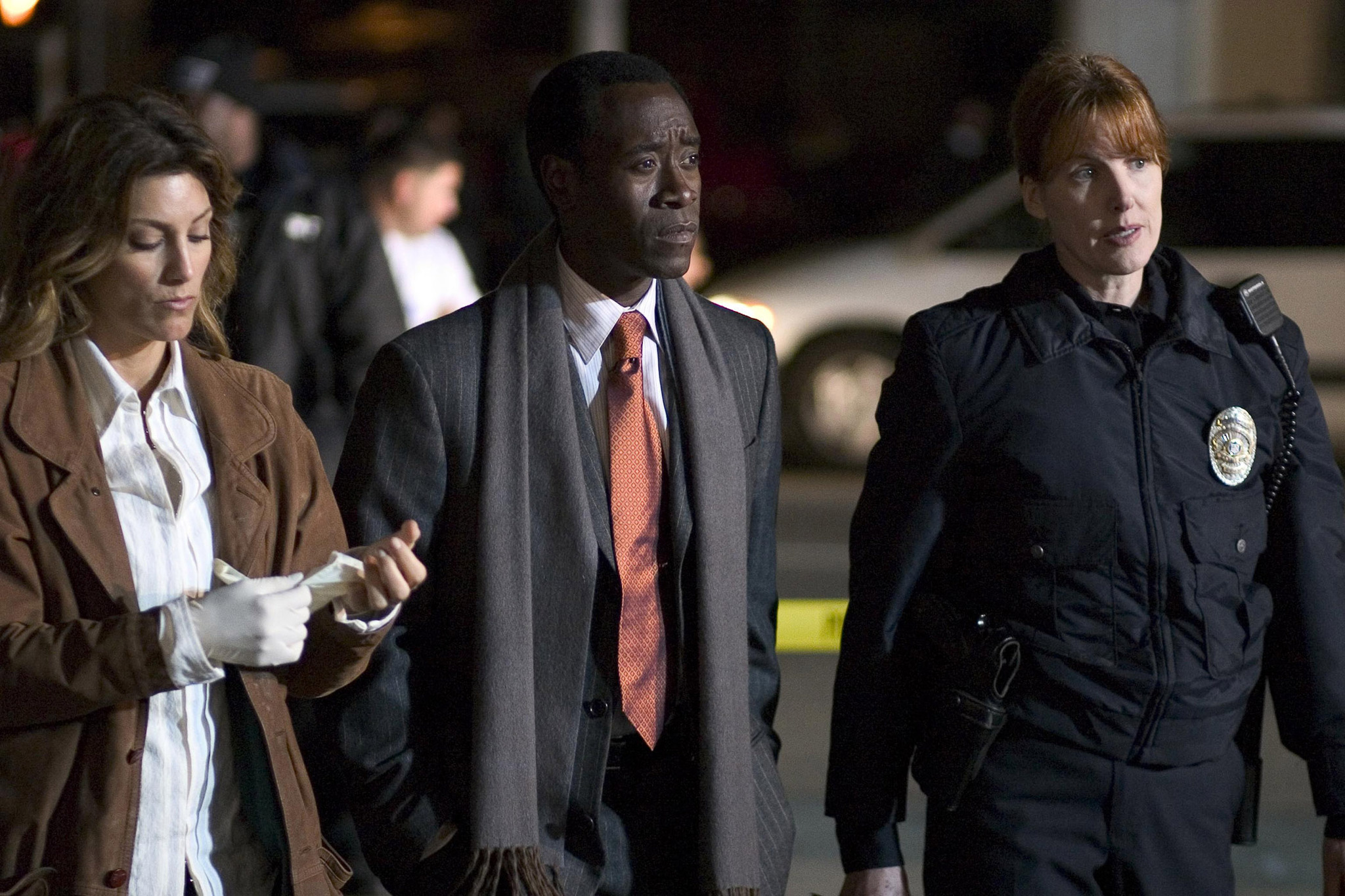 Don Cheadle, Jennifer Esposito, and Kathleen York in Crash (2004)