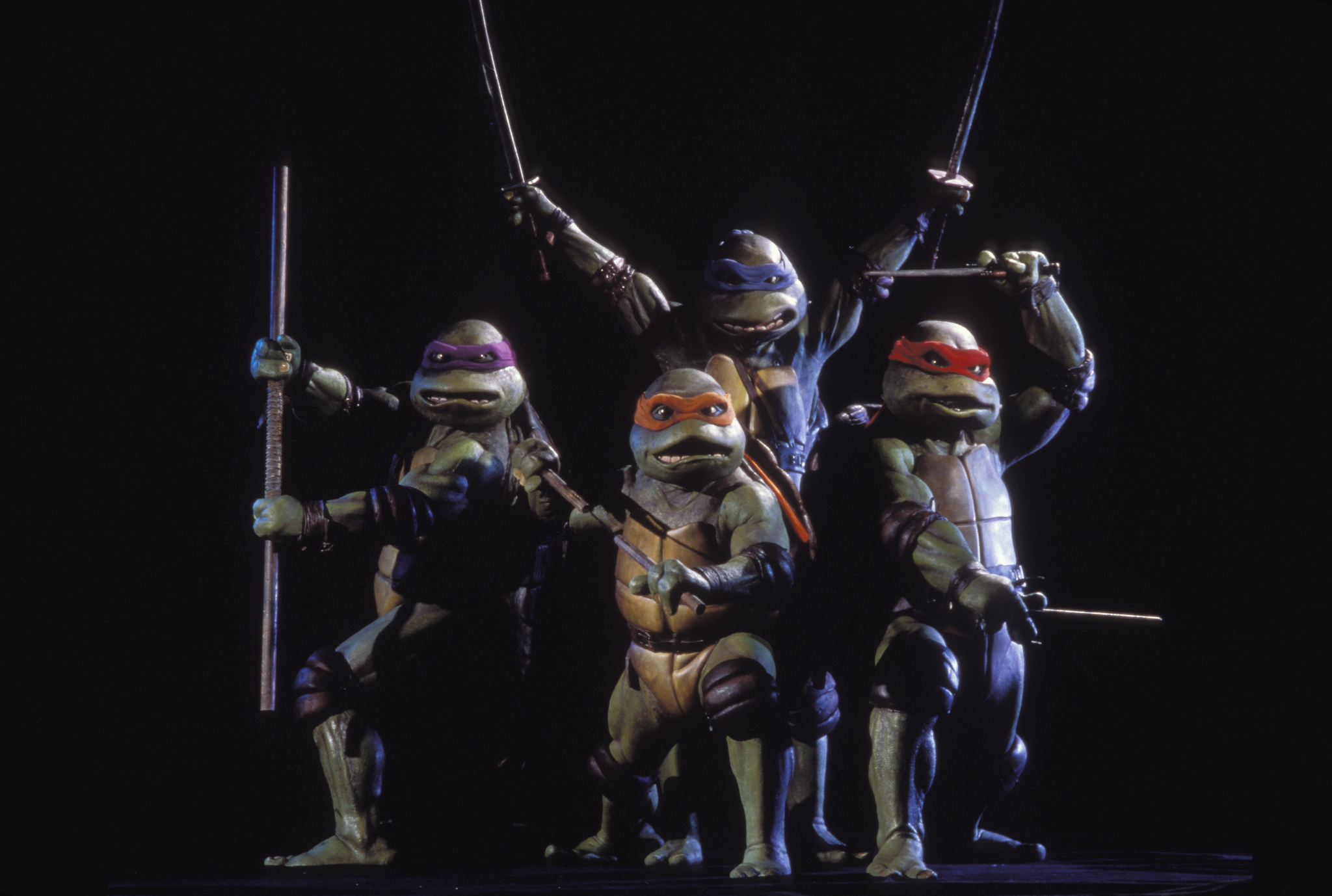 Corey Feldman, David Forman, Josh Pais, Robbie Rist, Michelan Sisti, Leif Tilden, and Brian Tochi in Teenage Mutant Ninja Turtles (1990)