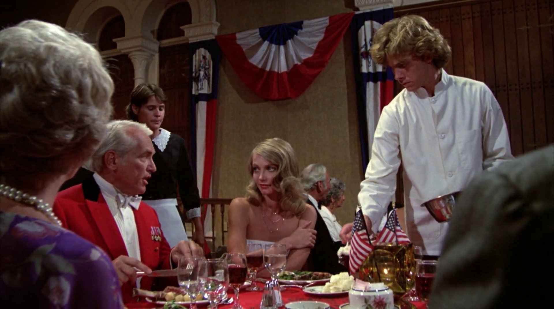 Michael O'Keefe, Sarah Holcomb, Ted Knight, and Cindy Morgan in Caddyshack (1980)