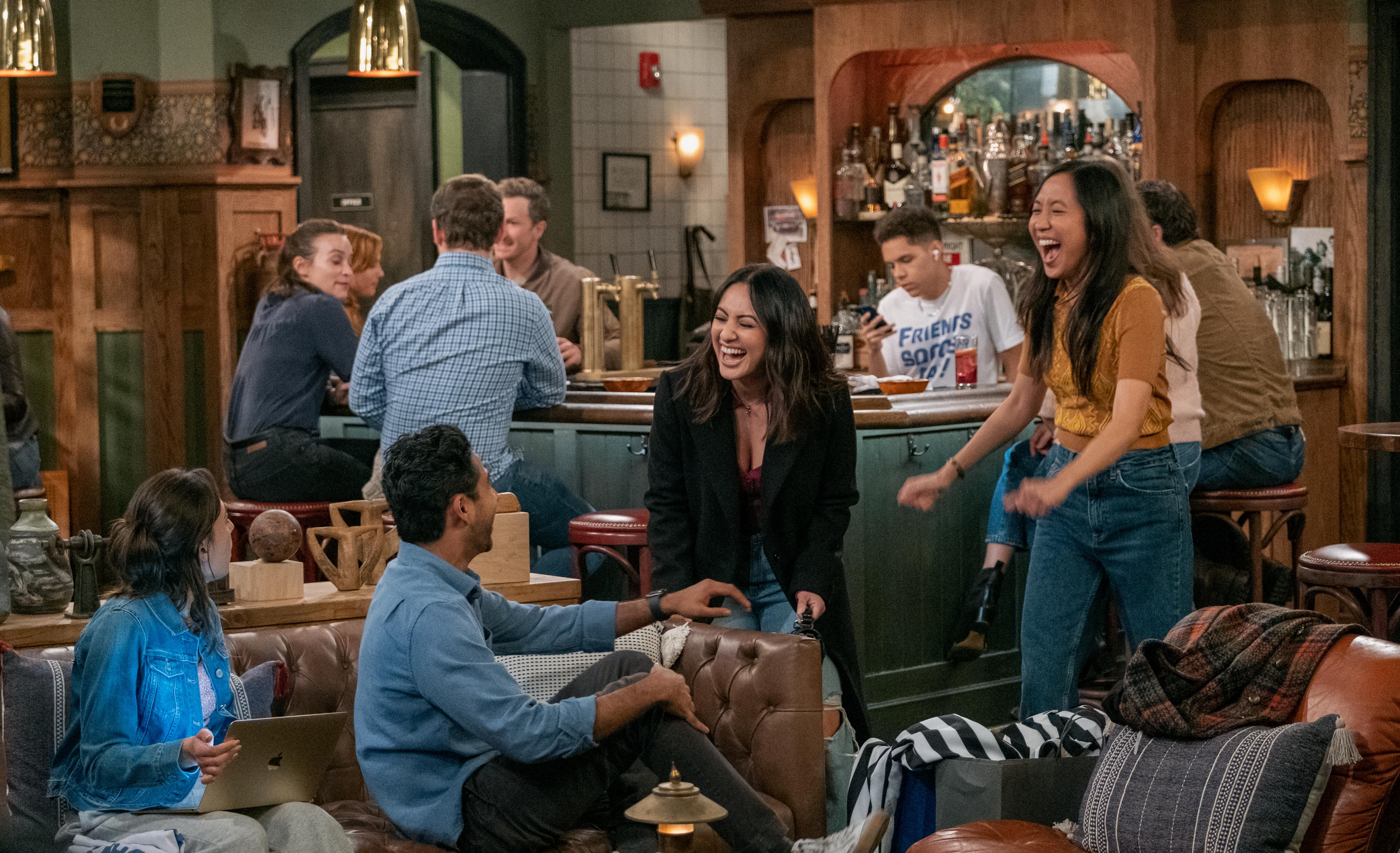 Francia Raisa, Ashley Reyes, Suraj Sharma, Tien Tran, and Stony Blyden in How I Met Your Father (2022)