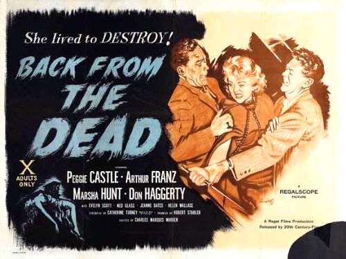 Peggie Castle, Arthur Franz, and Don Haggerty in Back from the Dead (1957)