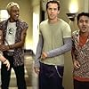 Van Wilder (center right, RYAN REYNOLDS) with his cronies: Panos Patakos (left, JASON WINER), Hutch (center left, TECK HOLMES) and Taj Mahal Badalandabad (right, KAL PENN)