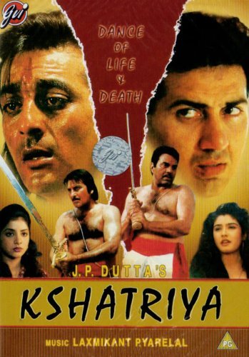 Dharmendra, Sanjay Dutt, Divya Bharti, Sunny Deol, Vinod Khanna, and Raveena Tandon in Kshatriya (1993)