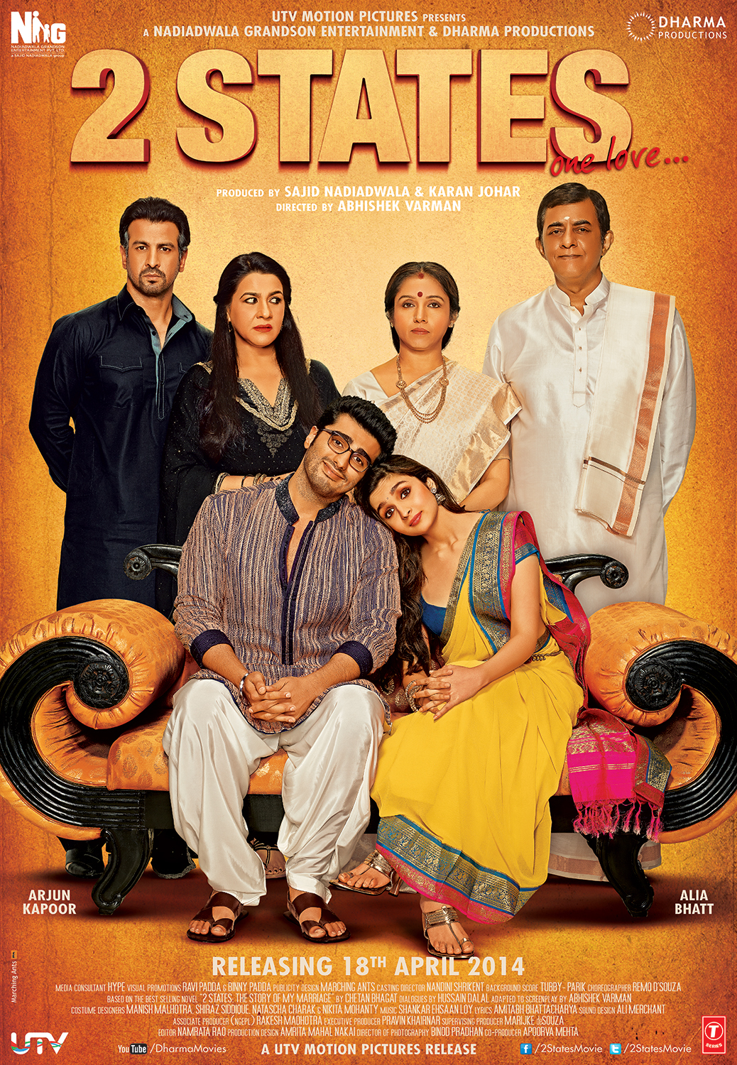 Ronit Roy, Amrita Singh, Shivkumar Subramaniam, Alia Bhatt, and Arjun Kapoor in 2 States (2014)