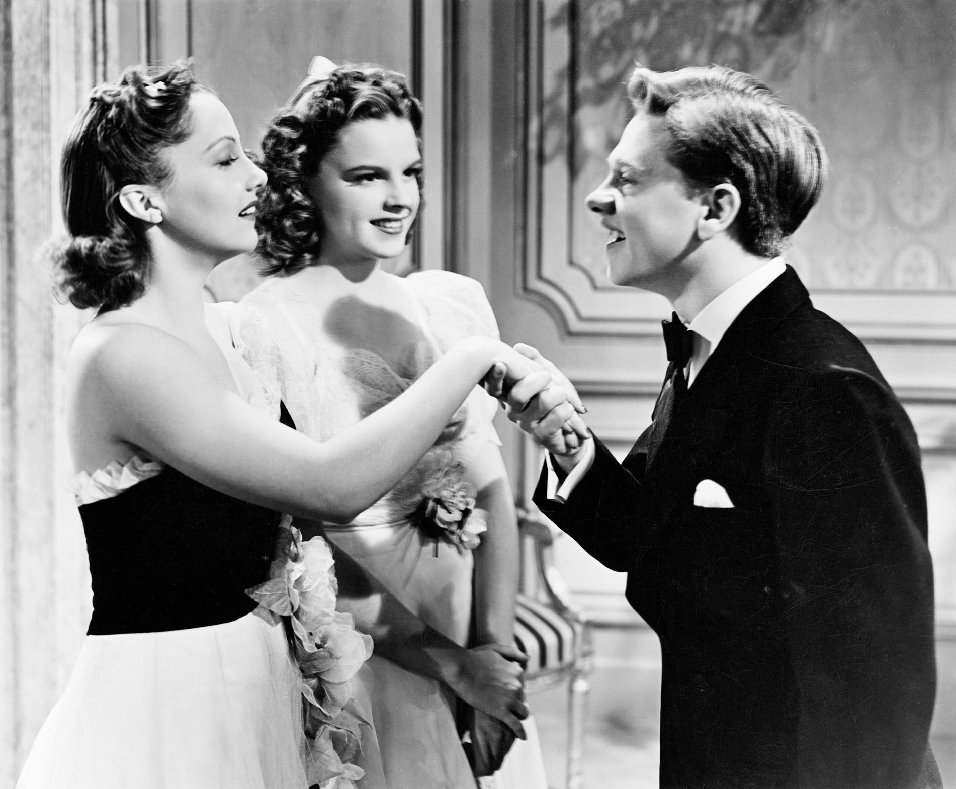 Judy Garland, Mickey Rooney, and Diana Lewis in Andy Hardy Meets Debutante (1940)