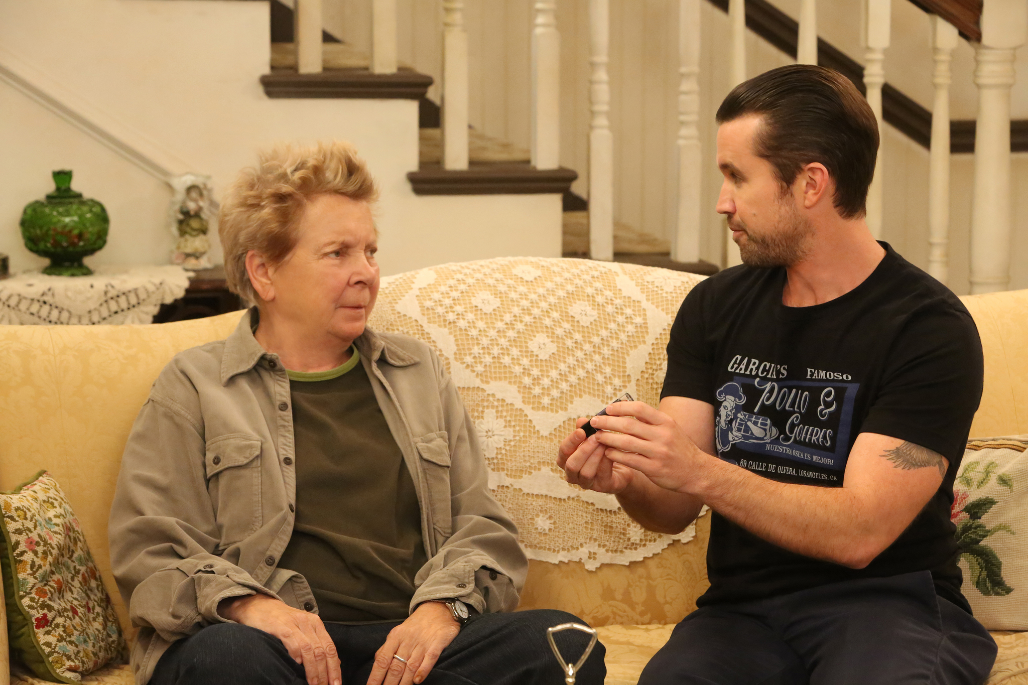 Sandy Martin and Rob McElhenney in It's Always Sunny in Philadelphia (2005)