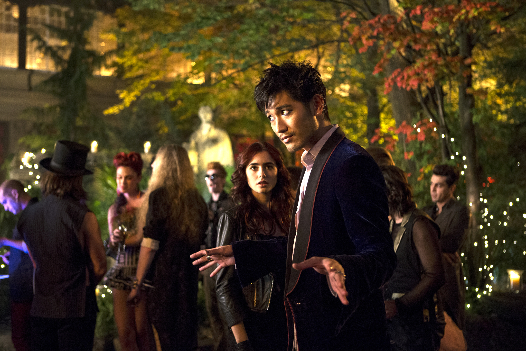 Lily Collins and Godfrey Gao in The Mortal Instruments: City of Bones (2013)