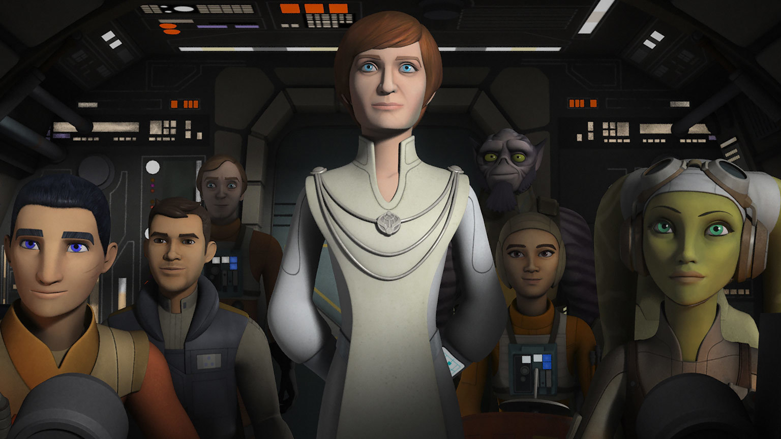 Steve Blum, Vanessa Marshall, Genevieve O'Reilly, and Taylor Gray in Star Wars: Rebels (2014)