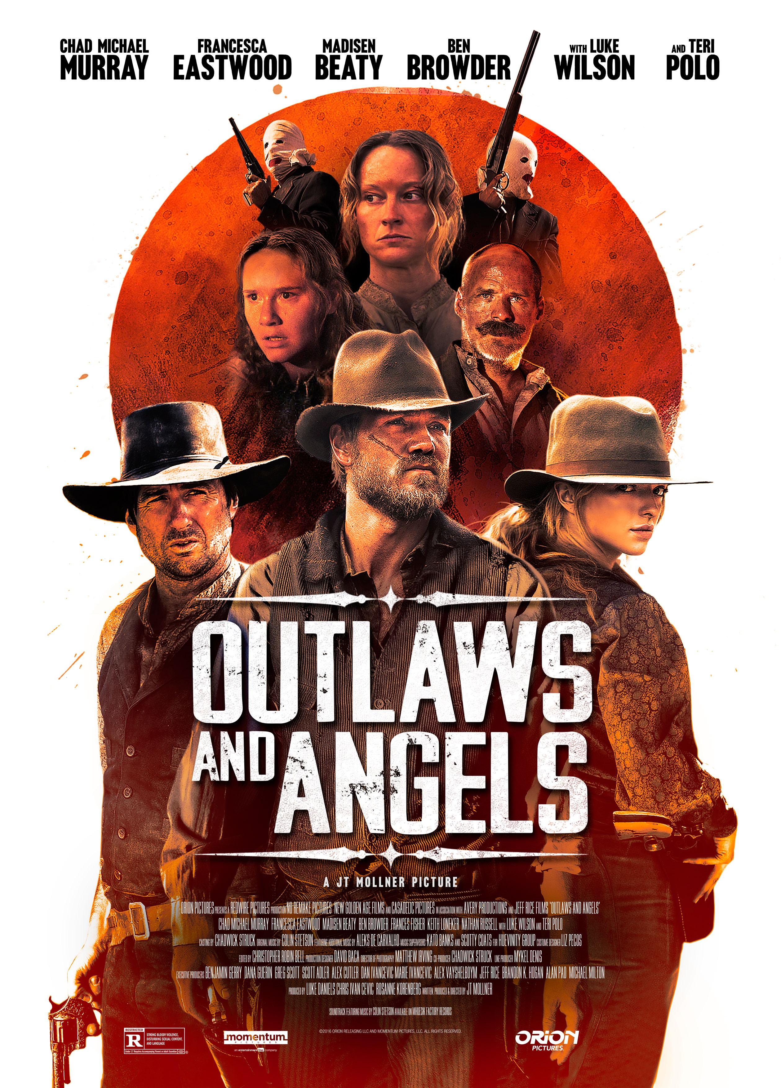 Teri Polo, Luke Wilson, Ben Browder, Francesca Eastwood, Chad Michael Murray, and Madisen Beaty in Outlaws and Angels (2016)