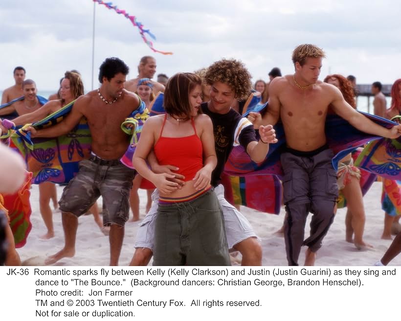 Brandon Henschel, Kelly Clarkson, Justin Guarini, and Christian George in From Justin to Kelly (2003)