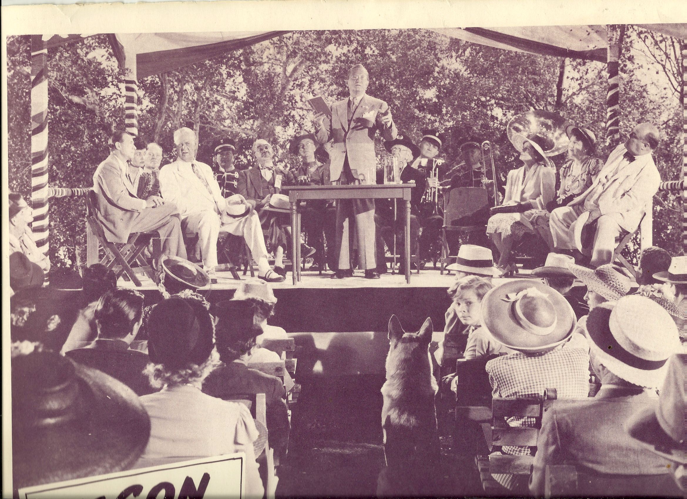 Harlan Briggs, Ted Donaldson, Dick Elliott, Edythe Elliott, Thurston Hall, Tom Powers, and Rusty in The Son of Rusty (1947)