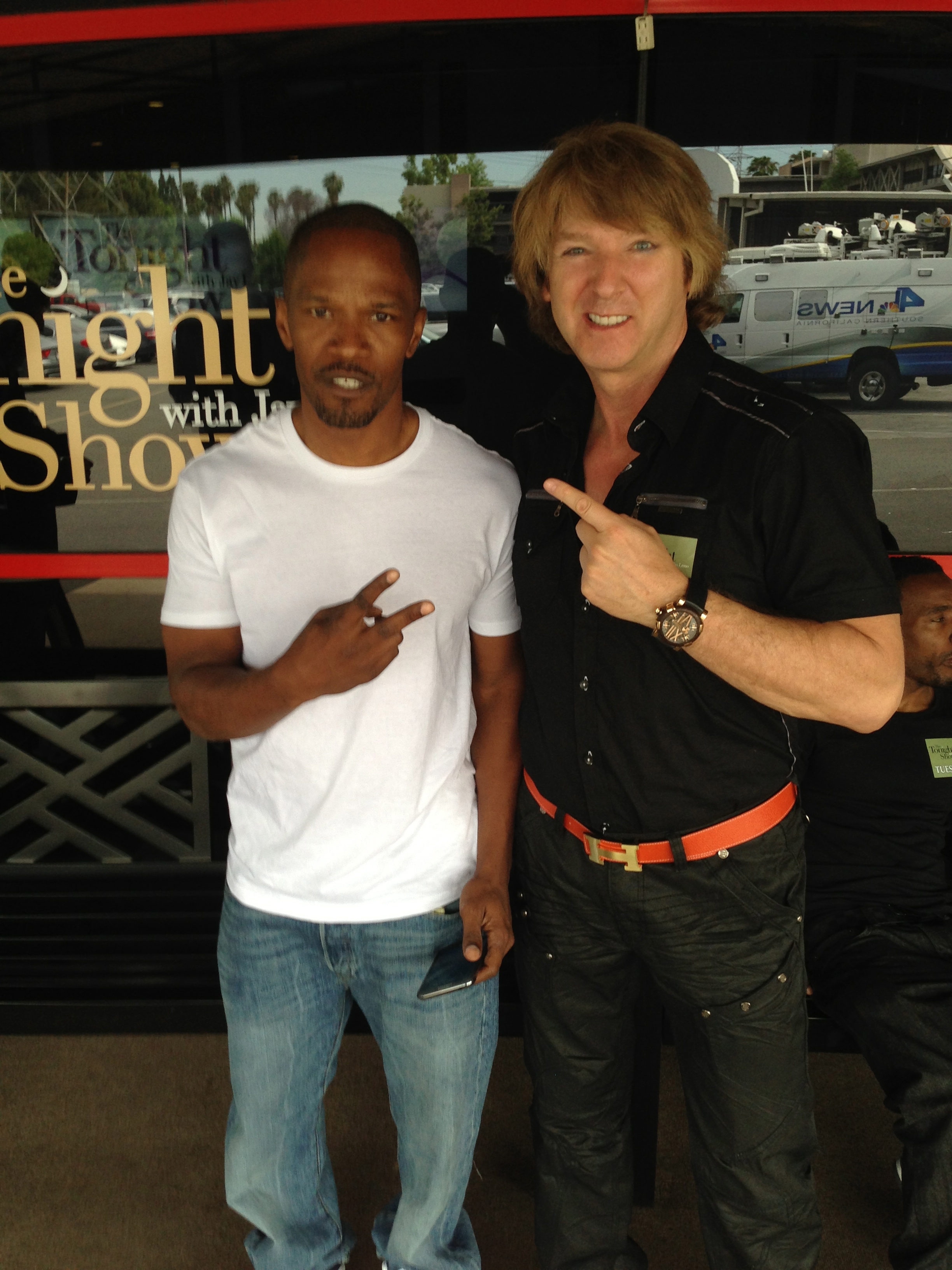 Jaime Foxx and Michael Blakey at the taping of The Tonight Show with Jay Leno June 11, 2013