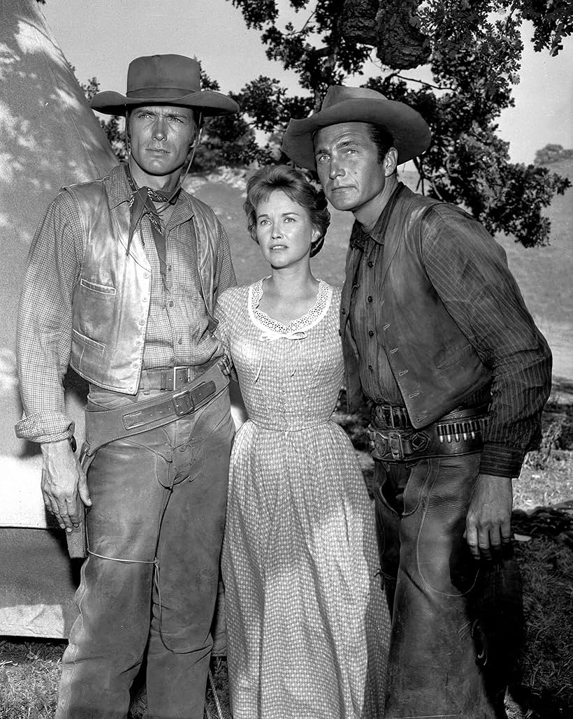 Clint Eastwood, Phyllis Avery, and Eric Fleming in Rawhide (1959)