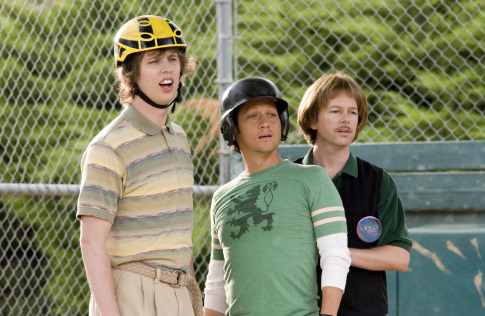 Rob Schneider, David Spade, and Jon Heder in The Benchwarmers (2006)