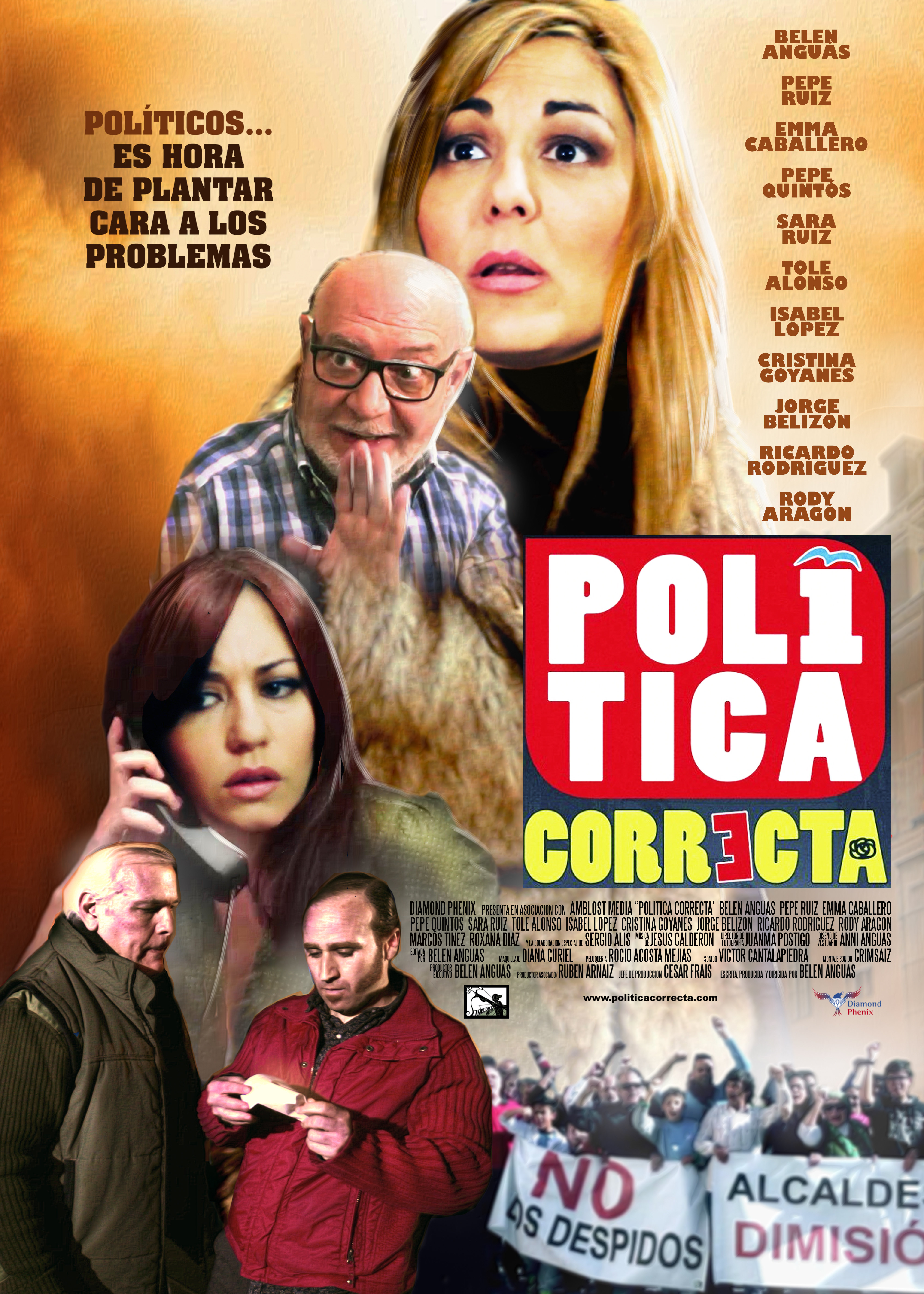 Cristina Goyanes, Pepe Ruiz, Rody Aragón, José Rodríguez Quintos, Rubén Arnaiz, Emma Caballero, Jorge Belizón, Sara Ruiz, Belén Anguas, Tole Alonso, and Isabel López in Política correcta (2015)