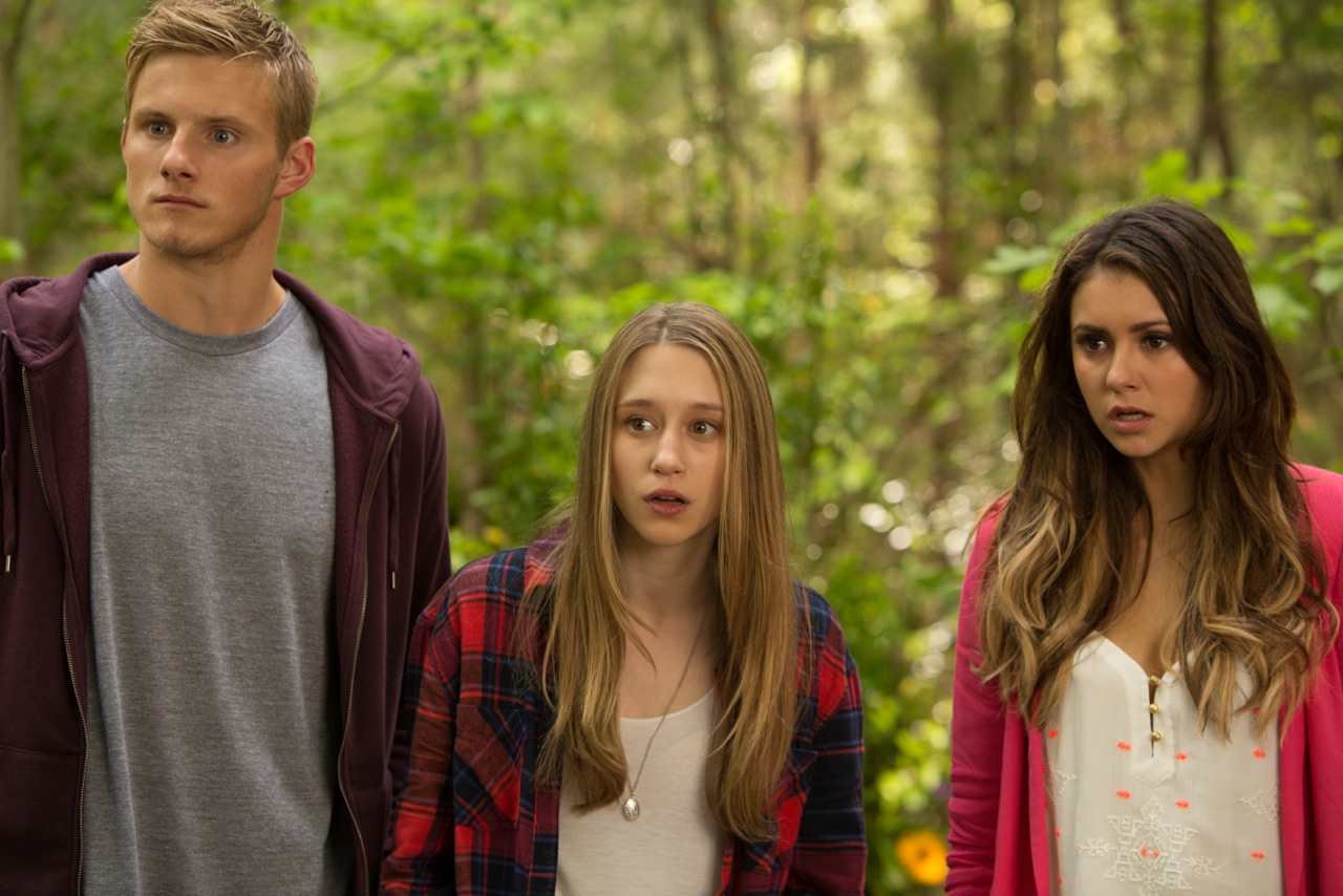 Alexander Ludwig, Nina Dobrev, and Taissa Farmiga in The Final Girls (2015)