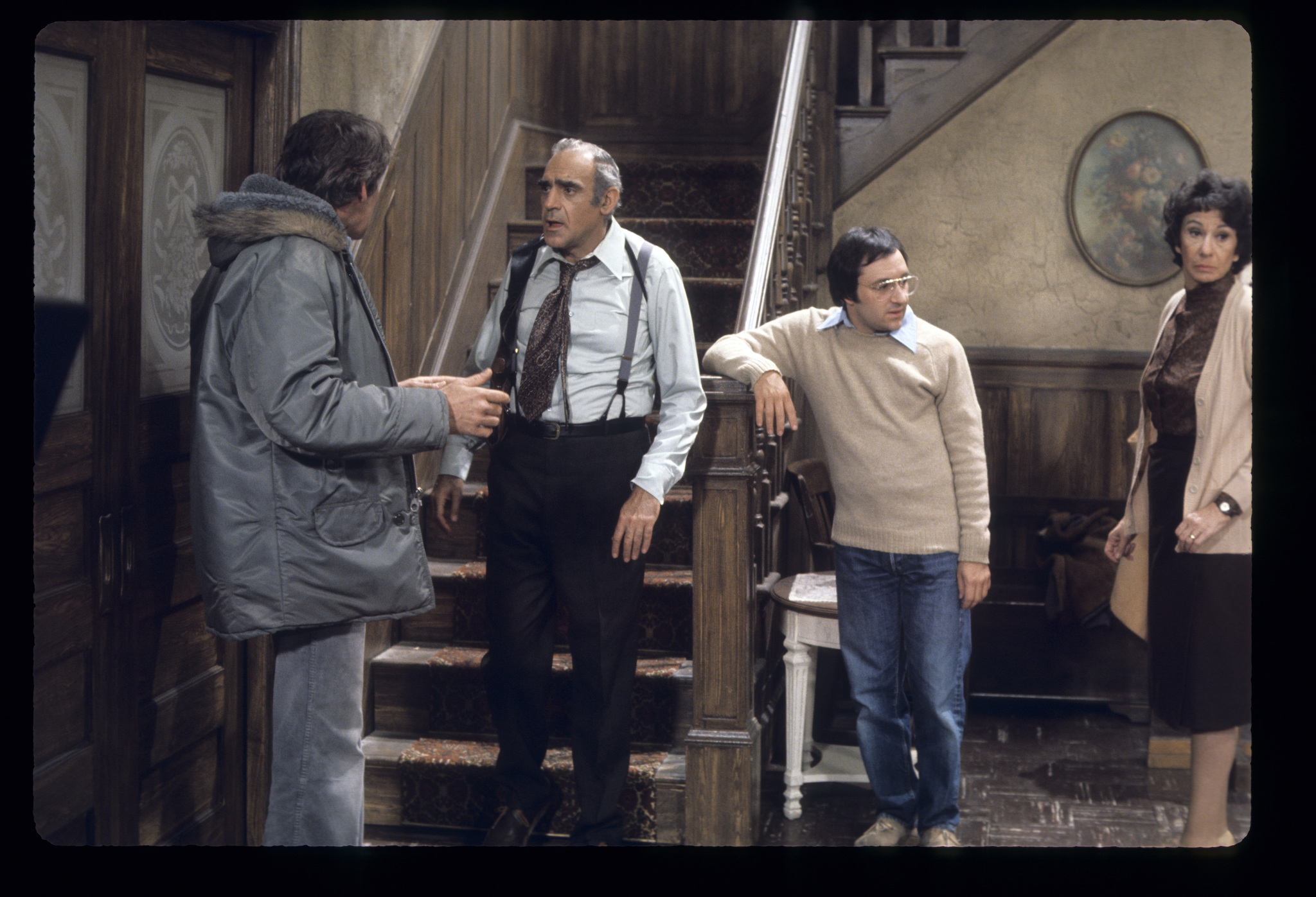 Abe Vigoda, Barry Gordon, Richard Schaal, and Florence Stanley in Fish (1977)