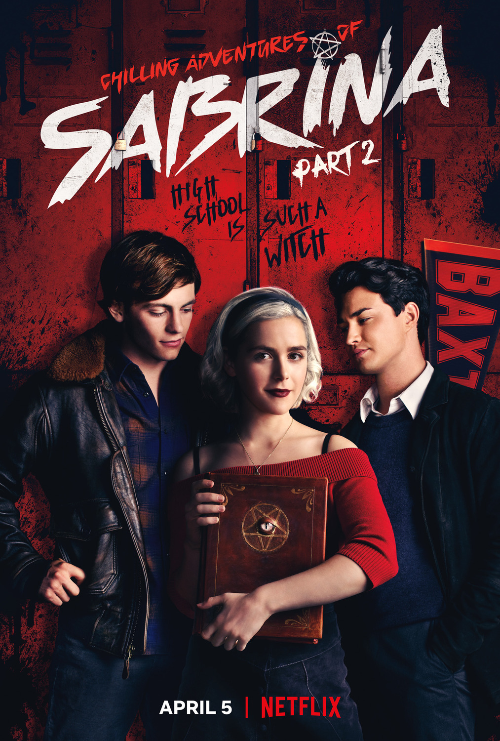 Kiernan Shipka, Ross Lynch, and Gavin Leatherwood in Chilling Adventures of Sabrina (2018)