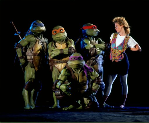 Corey Feldman, David Forman, Judith Hoag, Josh Pais, Robbie Rist, Michelan Sisti, Leif Tilden, and Brian Tochi in Teenage Mutant Ninja Turtles (1990)