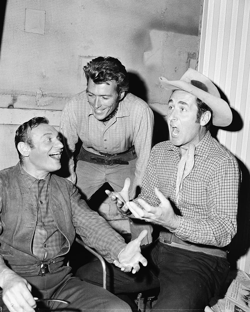 Clint Eastwood, Frankie Laine, and Sheb Wooley in Rawhide (1959)